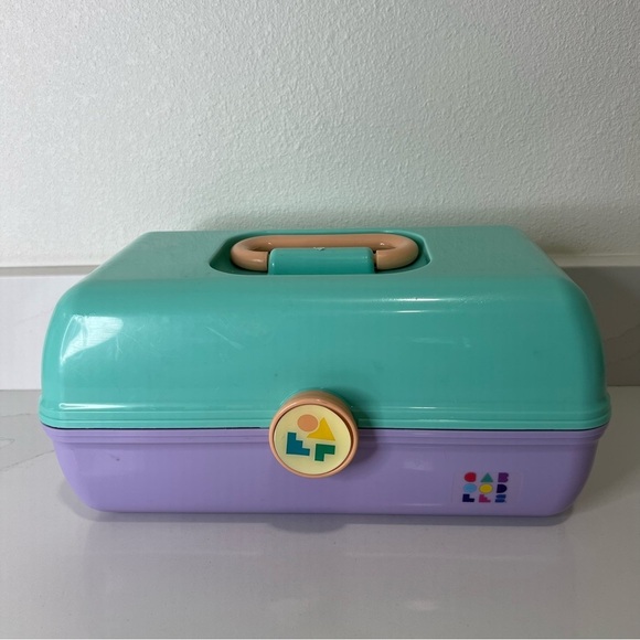 Vintage Caboodles Plastic Organizer Case Green Purple Retro Design Made … - Picture 2 of 12